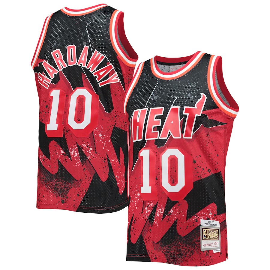 Men's Miami Heat Tim Hardaway Mitchell & Ness Scarlet Hardwood Classics 1996/97 Hyper Hoops Swingman Jersey - Jersey