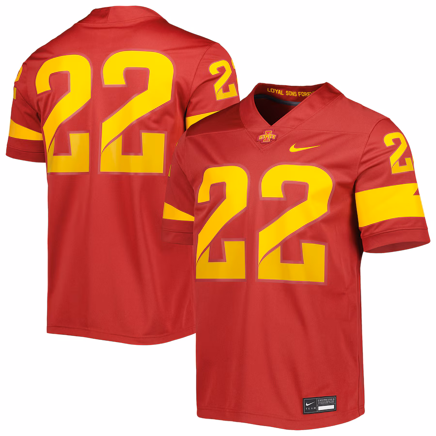 Men's Nike #22 Cardinal Iowa State Cyclones Untouchable Football Jersey - Jersey