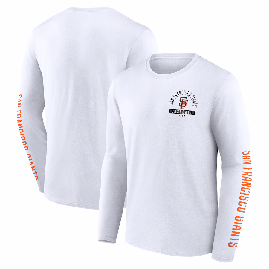 Men's San Francisco Giants Fanatics White Press Box Long Sleeve T-Shirt - Jersey
