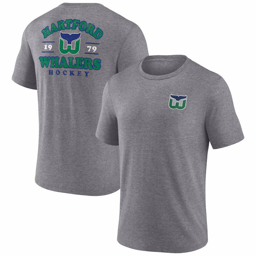Men's Hartford Whalers Heather Gray Winger Tri-Blend T-Shirt - Jersey