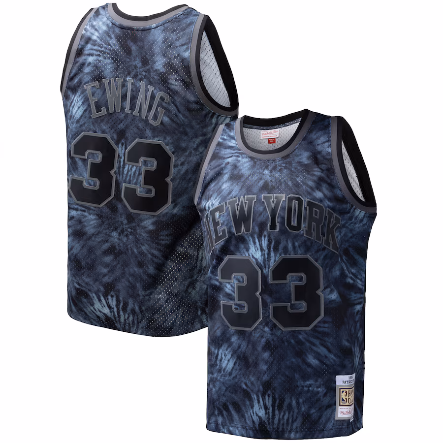 Men's New York Knicks Patrick Ewing Mitchell & Ness Black Hardwood Classics 1991/92 Tie-Dye Swingman Jersey - Jersey