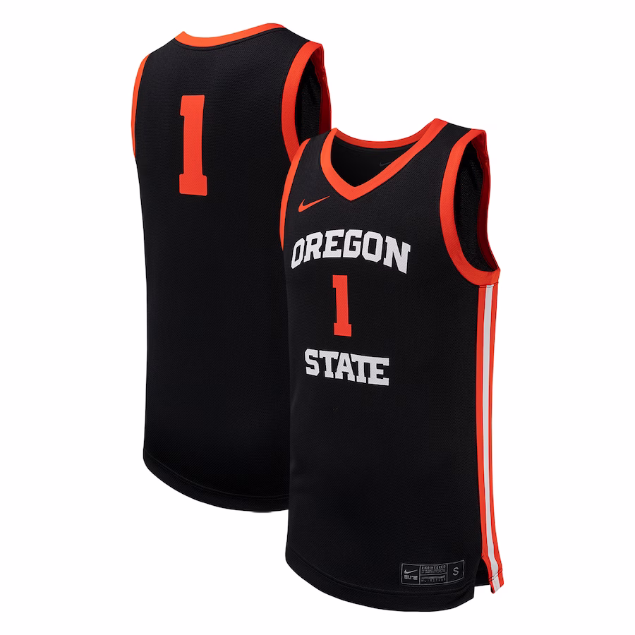 #1 Oregon State Beavers Nike Unisex Team Replica Basketball Jersey - Black - Jersey