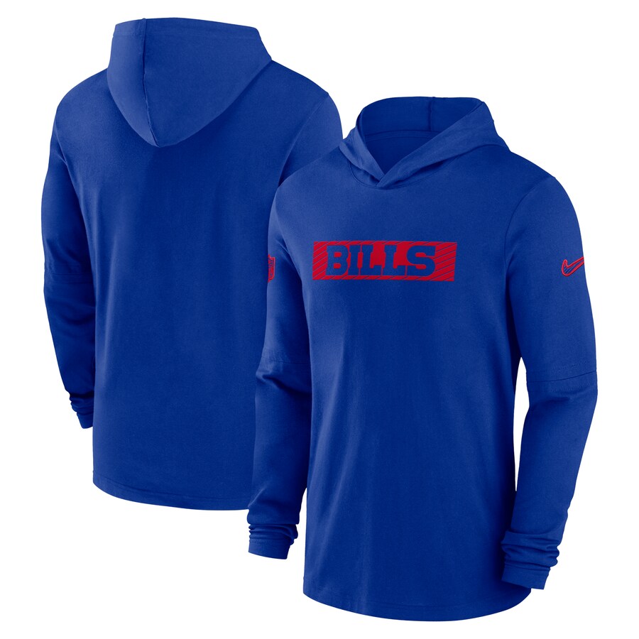 Men's Buffalo Bills Nike Royal Sideline Hoodie Performance Long Sleeve T-Shirt - Jersey