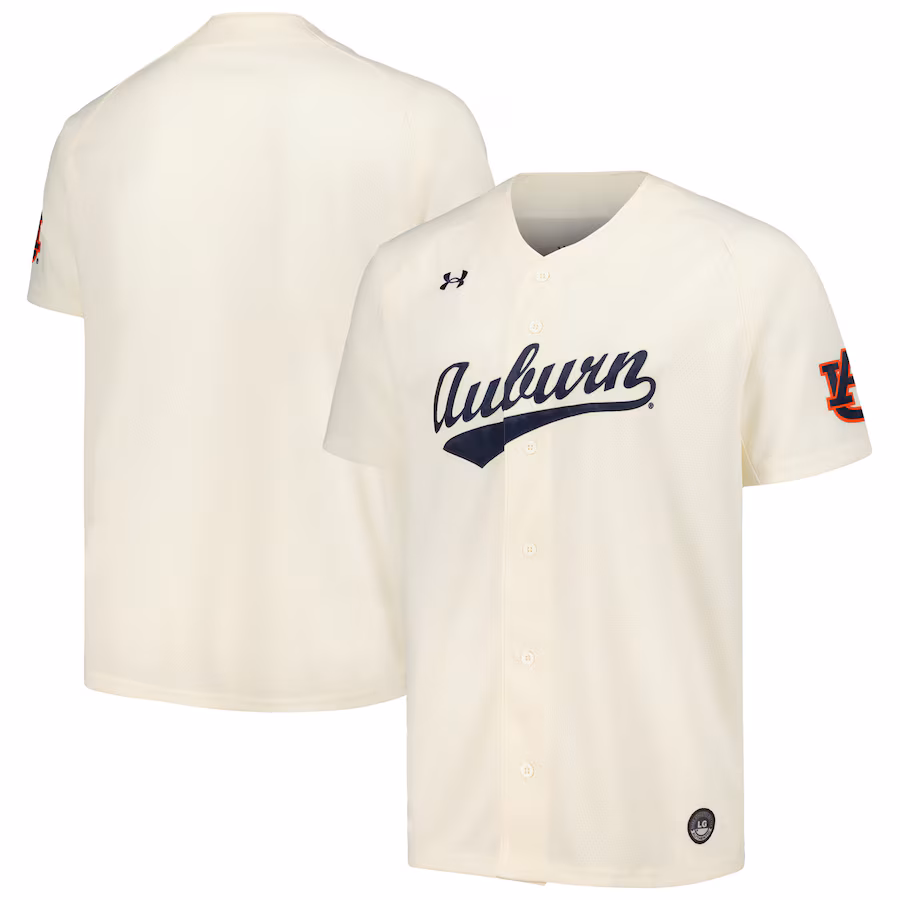 Men's Under Armour Cream Auburn Tigers Replica Baseball Jersey - Jersey
