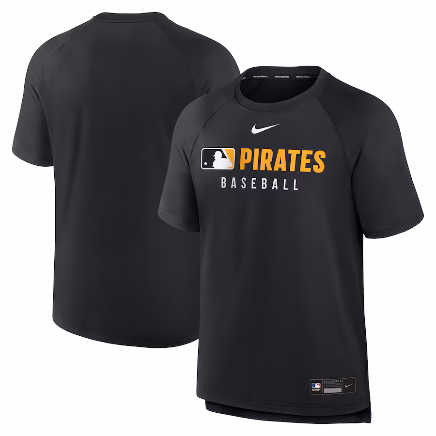 Men's Pittsburgh Pirates Nike Black Authentic Collection Pregame Raglan Performance T-Shirt - Jersey