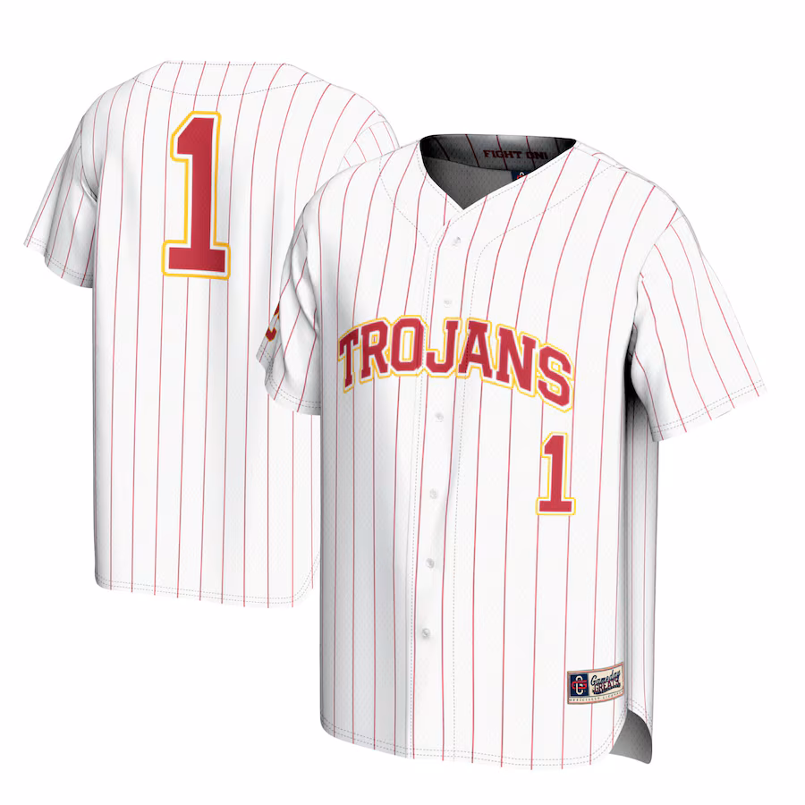 Men's GameDay Greats #1 White USC Trojans Lightweight Baseball Jersey - Jersey