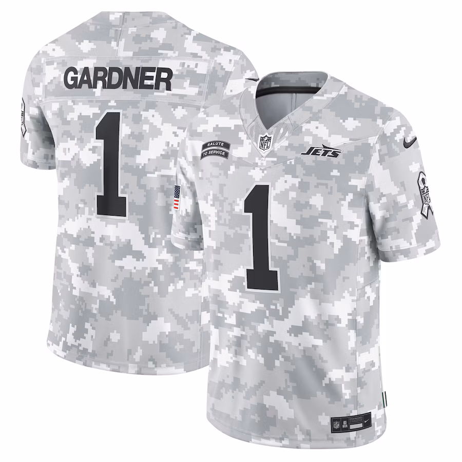 Men's New York Jets Sauce Gardner Nike Arctic Camo 2024 Salute to Service Limited Jersey - Jersey