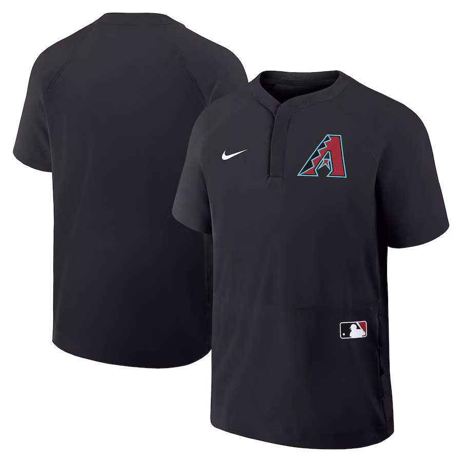 Men's Arizona Diamondbacks Nike Black Authentic Collection Raglan Short Sleeve Windshirt - Jersey