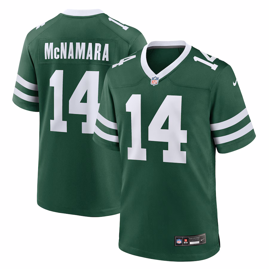 Men's New York Jets Austin McNamara Nike Legacy Green Team Game Jersey - Jersey