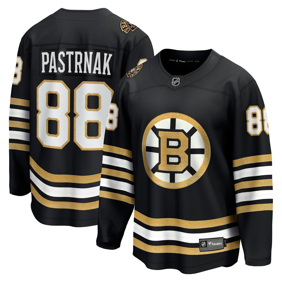 Men's Boston Bruins David Pastrnak Fanatics Branded Black 100th Anniversary Premier Breakaway Player Jersey - Jersey