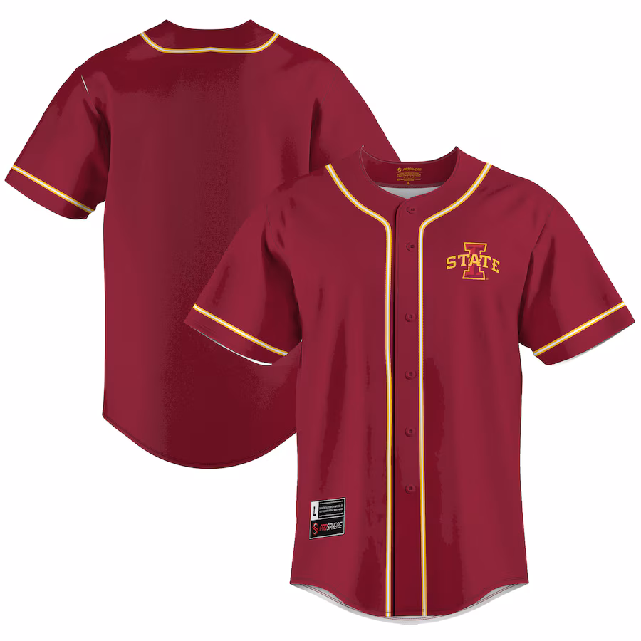 Men's GameDay Greats  Cardinal Iowa State Cyclones  Lightweight Baseball Jersey - Jersey