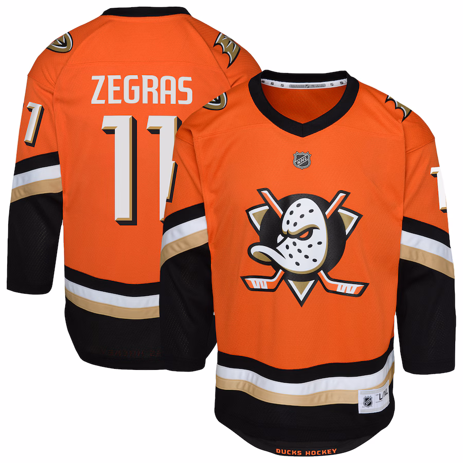 Youth Anaheim Ducks Trevor Zegras Orange Replica Player Jersey - Jersey