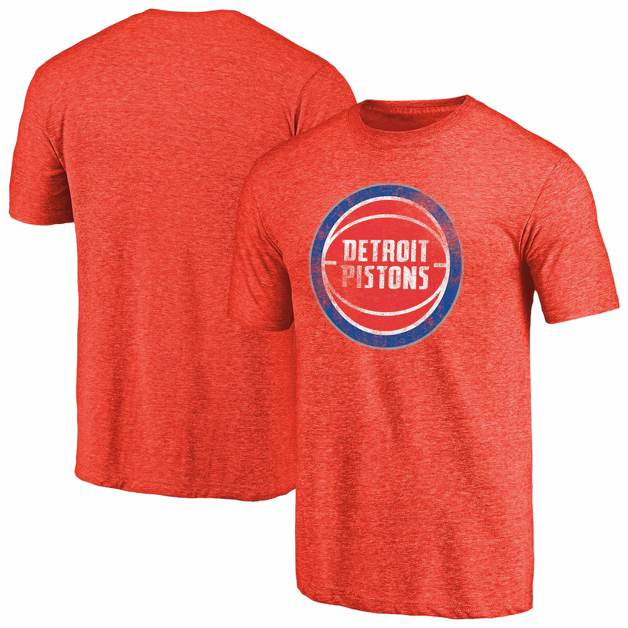 Men's Detroit Pistons Red Distressed Logo Tri-Blend T-Shirt - Jersey