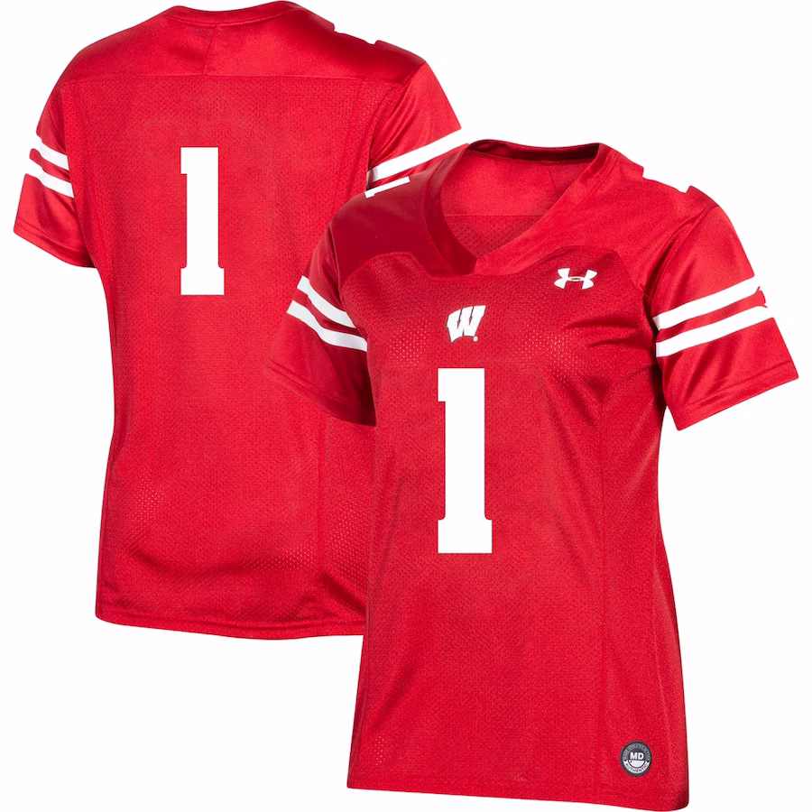 #1 Wisconsin Badgers Under Armour Women's Team Replica Football Jersey - Red - Jersey