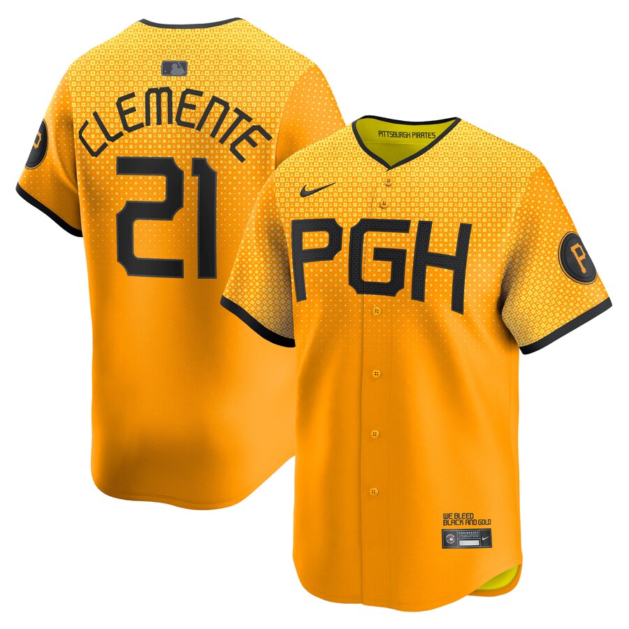 Men's Pittsburgh Pirates Roberto Clemente Nike Gold City Connect Limited Player Jersey - Jersey