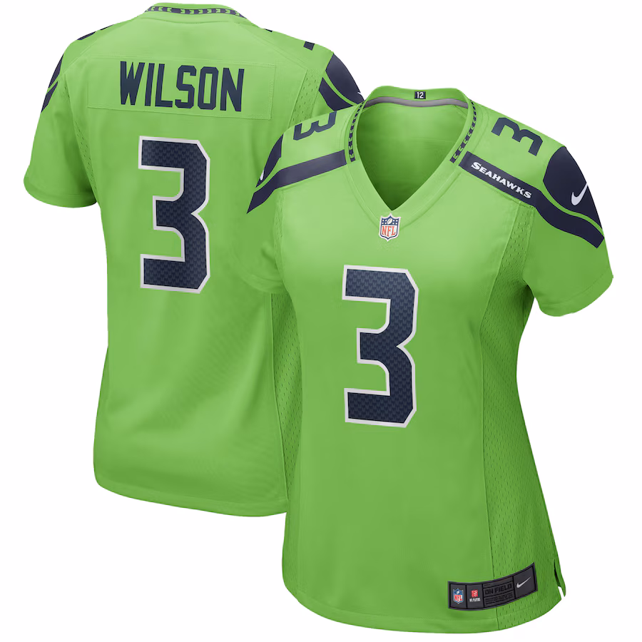 Women's Seattle Seahawks Russell Wilson Nike Neon Green Alternate Game Jersey - Jersey