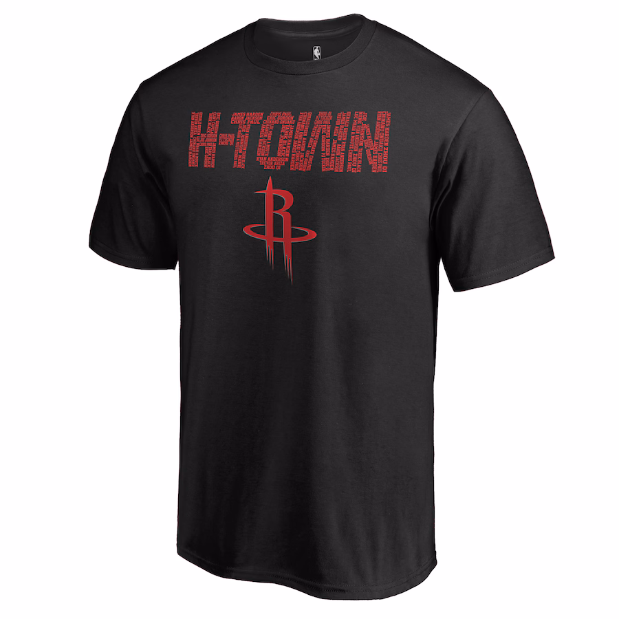 Men's Houston Rockets Black Hometown Collection Repeating Roster T-Shirt - Jersey