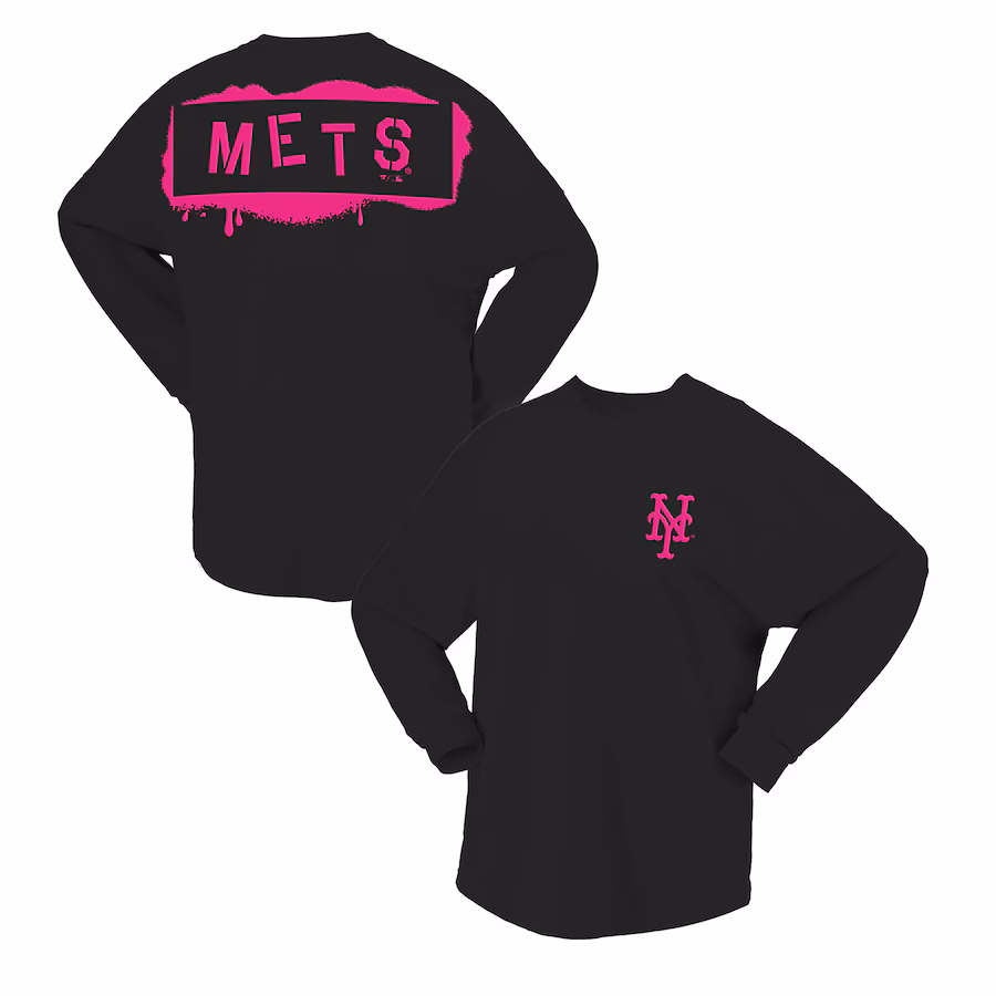 Women's New York Mets Fanatics Black Neon Jersey Long Sleeve T-Shirt - Jersey