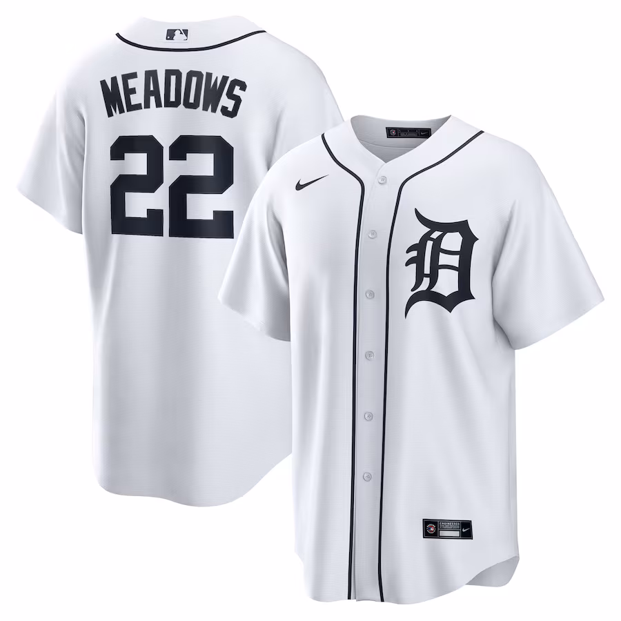 Men's Detroit Tigers Parker Meadows Nike White Home Replica Jersey - Jersey