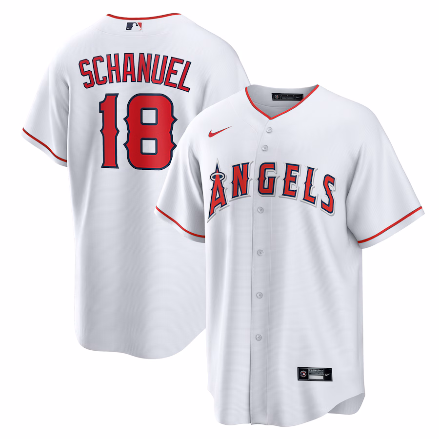 Men's Los Angeles Angels Nolan Schanuel Nike White Home Replica Jersey - Jersey