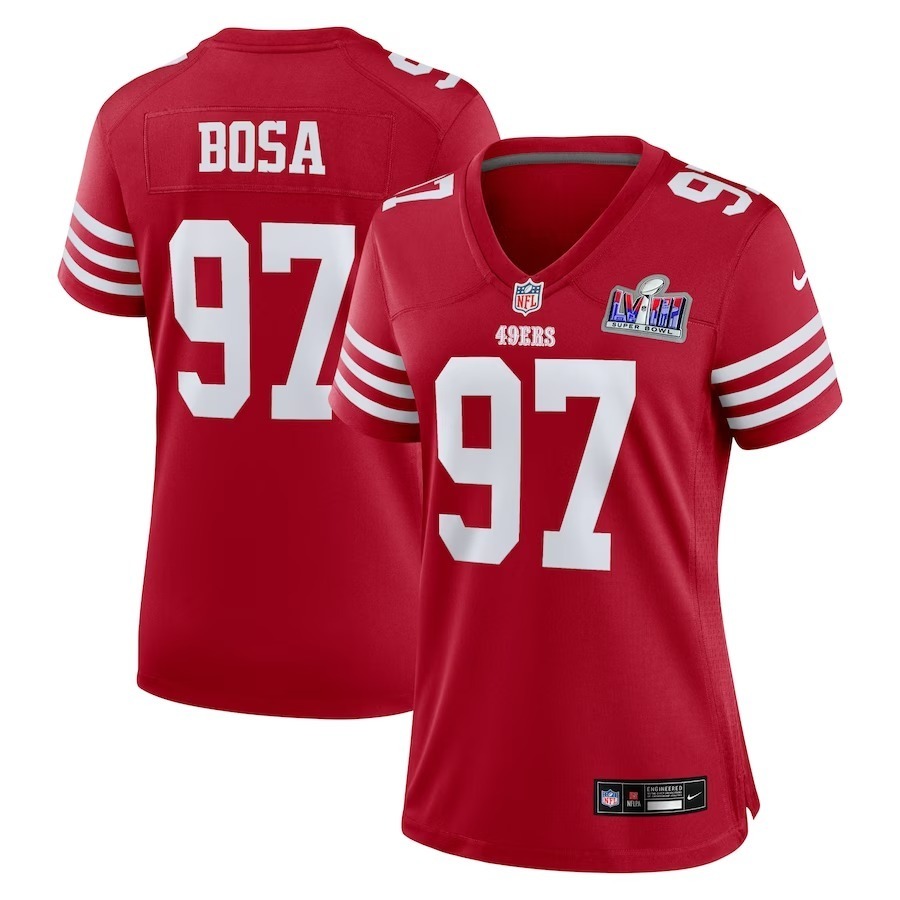 Women's San Francisco 49ers Nick Bosa Nike Scarlet Super Bowl LVIII Game Jersey - Jersey