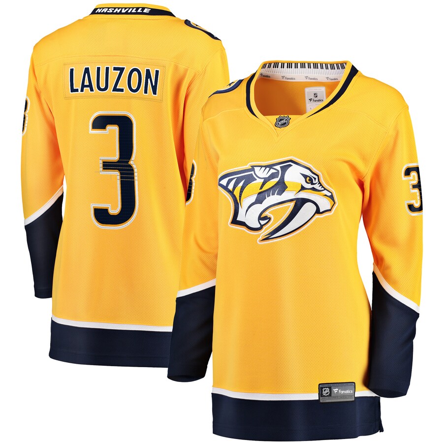 Women's Nashville Predators Jeremy Lauzon Fanatics Branded Gold Home Breakaway Player Jersey - Jersey