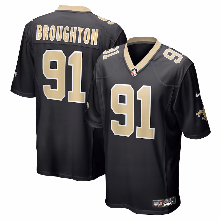 Men's New Orleans Saints Vernon Broughton Nike Black Team Game Jersey - Jersey