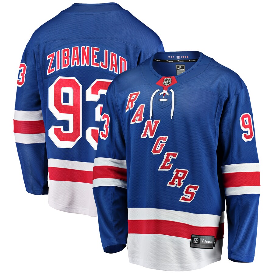 Men's New York Rangers Mika Zibanejad Fanatics Branded Blue Home Breakaway Player Game Jersey - Jersey