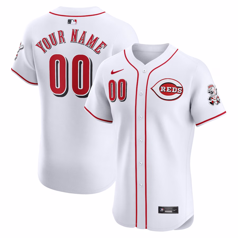 Men's Cincinnati Reds Nike White Home Elite Custom Jersey - Jersey