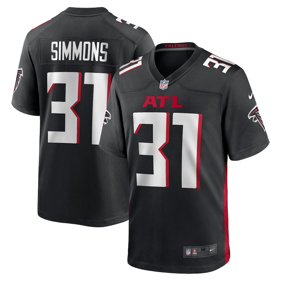 Men's Atlanta Falcons Justin Simmons Nike Black Team Game Jersey - Jersey