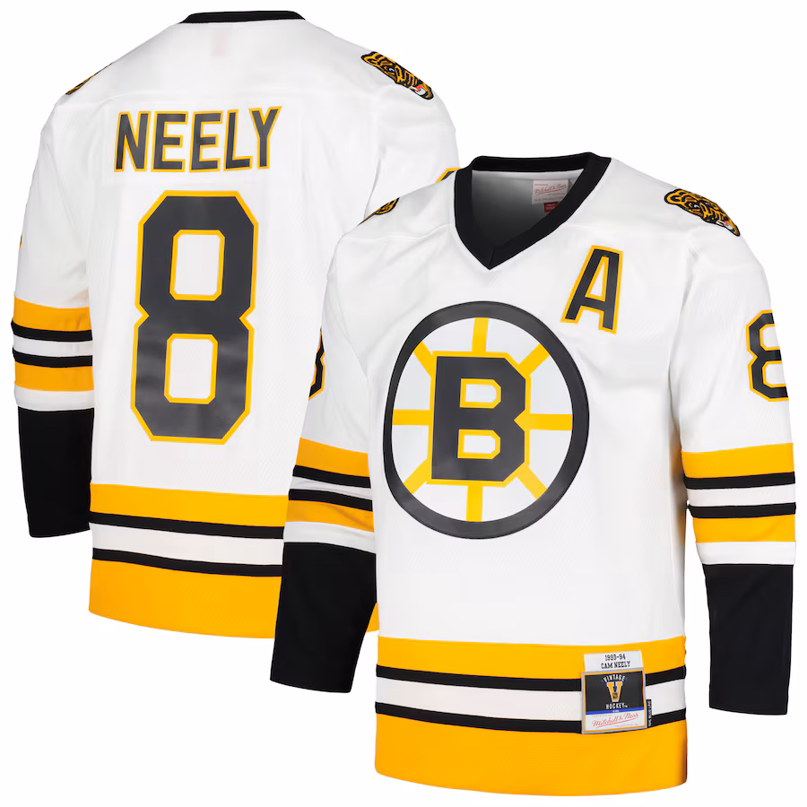 Men's Boston Bruins Cam Neely Mitchell & Ness White 1993/94 Blue Line Player Jersey - Jersey