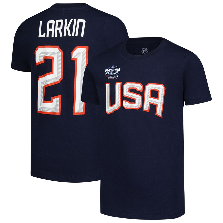 Youth Dylan Larkin Navy 2025 4 Nations Face-Off Player Name & Number T-Shirt - Jersey