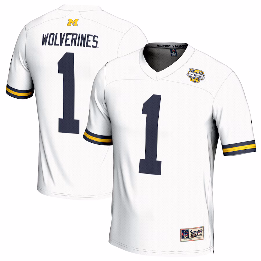 Youth GameDay Greats #1 White Michigan Wolverines College Football Playoff 2023 National Champions Lightweight Fashion Jersey - Jersey