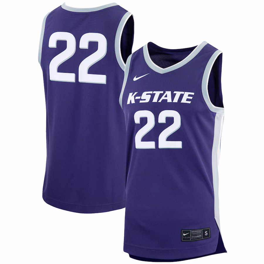 Men's Nike #22 Purple Kansas State Wildcats Replica Basketball Jersey - Jersey