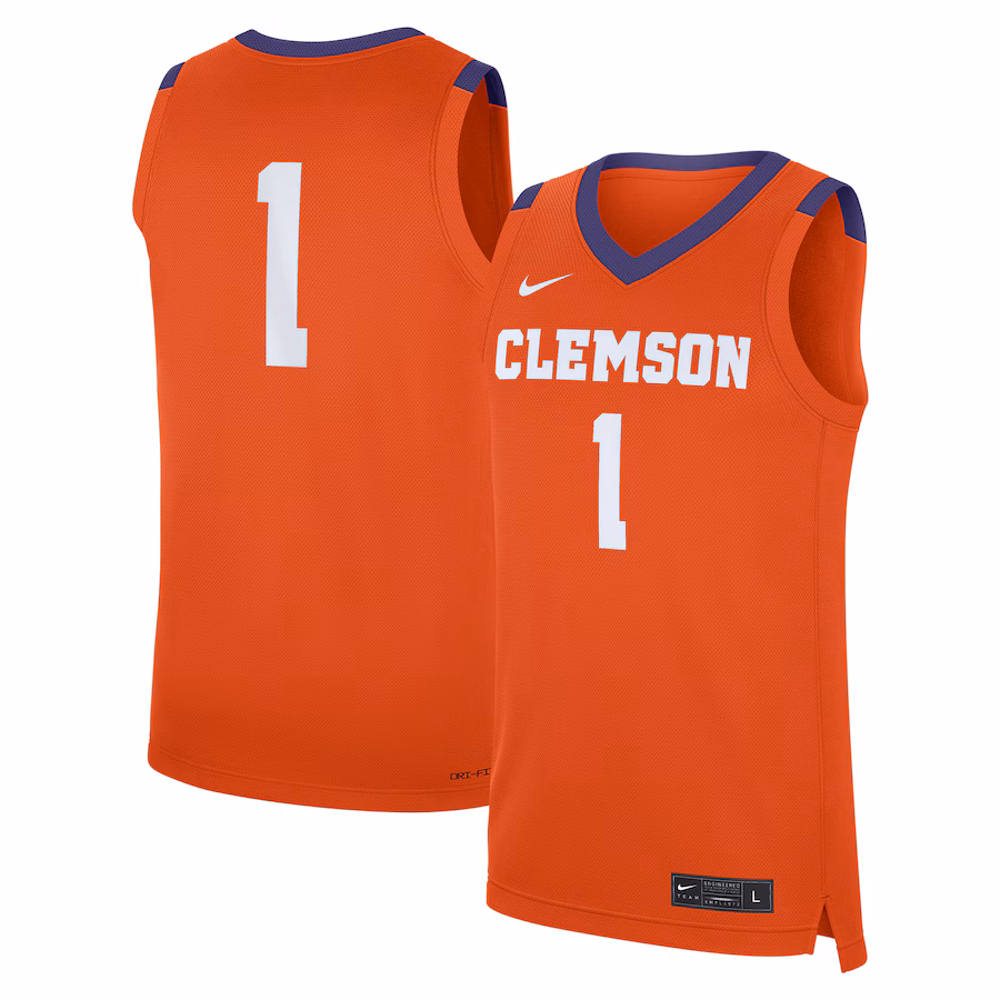 Men's Nike #1 Orange Clemson Tigers Road Replica Jersey - Jersey