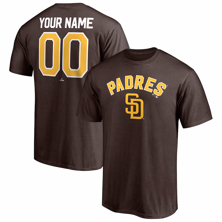 Men's San Diego Padres Brown Personalized Team Winning Streak Name & Number T-Shirt - Jersey