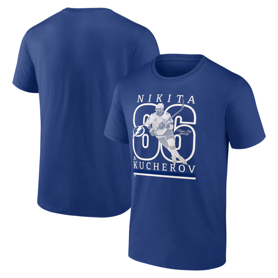 Men's Tampa Bay Lightning Nikita Kucherov Blue Player Show T-Shirt - Jersey