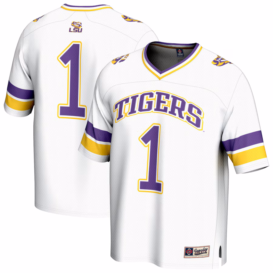 Unisex GameDay Greats #1 White LSU Tigers Collegiate Football Fashion Jersey - Jersey