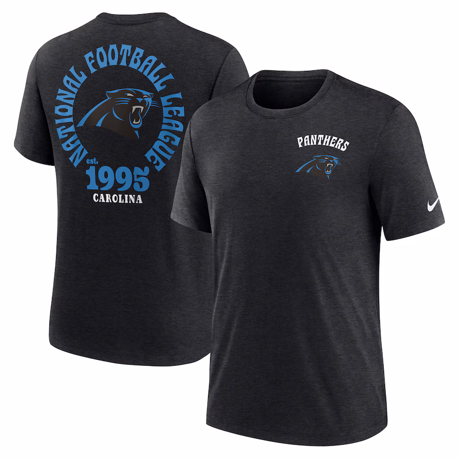 Men's Carolina Panthers Nike Black Rewind 2-Hit Tri-Blend T-Shirt - Jersey