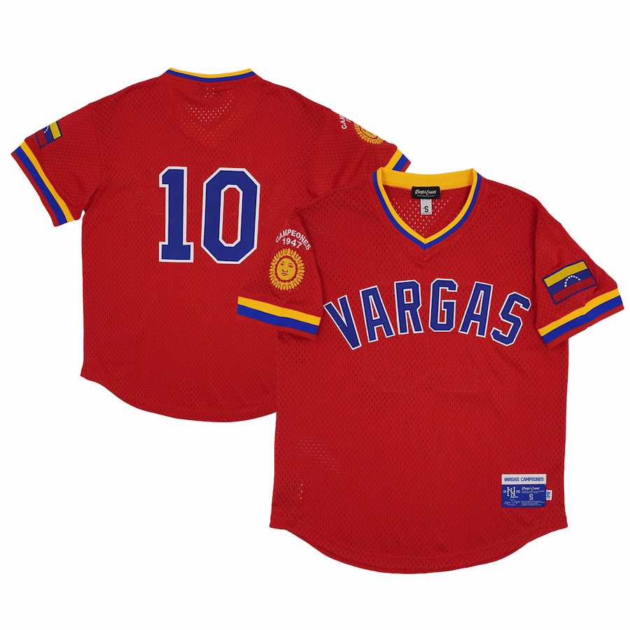 Men's Vargas Campeones #10 Rings & Crwns Red Mesh Replica V-Neck Jersey - Jersey