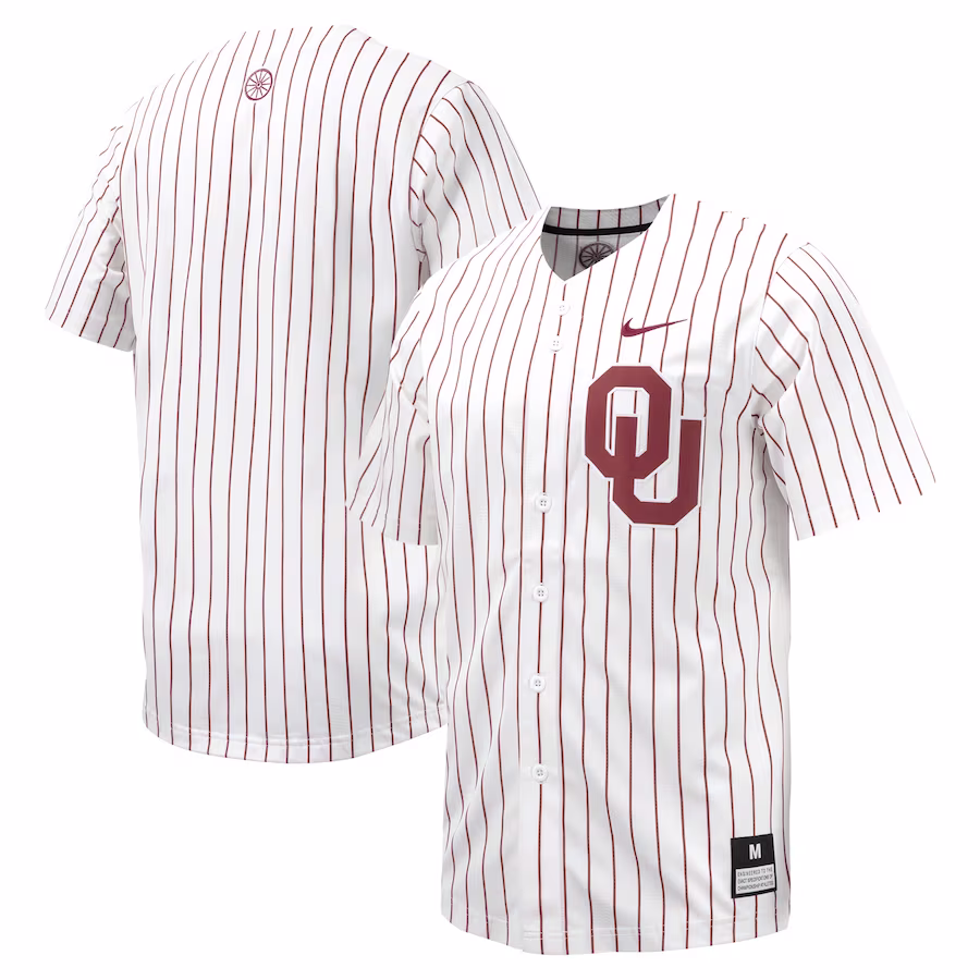 Oklahoma Sooners Nike Pinstripe Replica Full-Button Baseball Jersey - White - Jersey