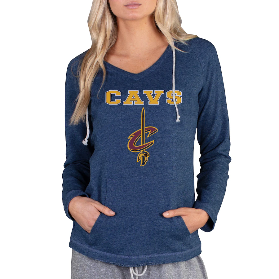Women's Cleveland Cavaliers Concepts Sport Navy Mainstream Terry Hooded Top - Jersey