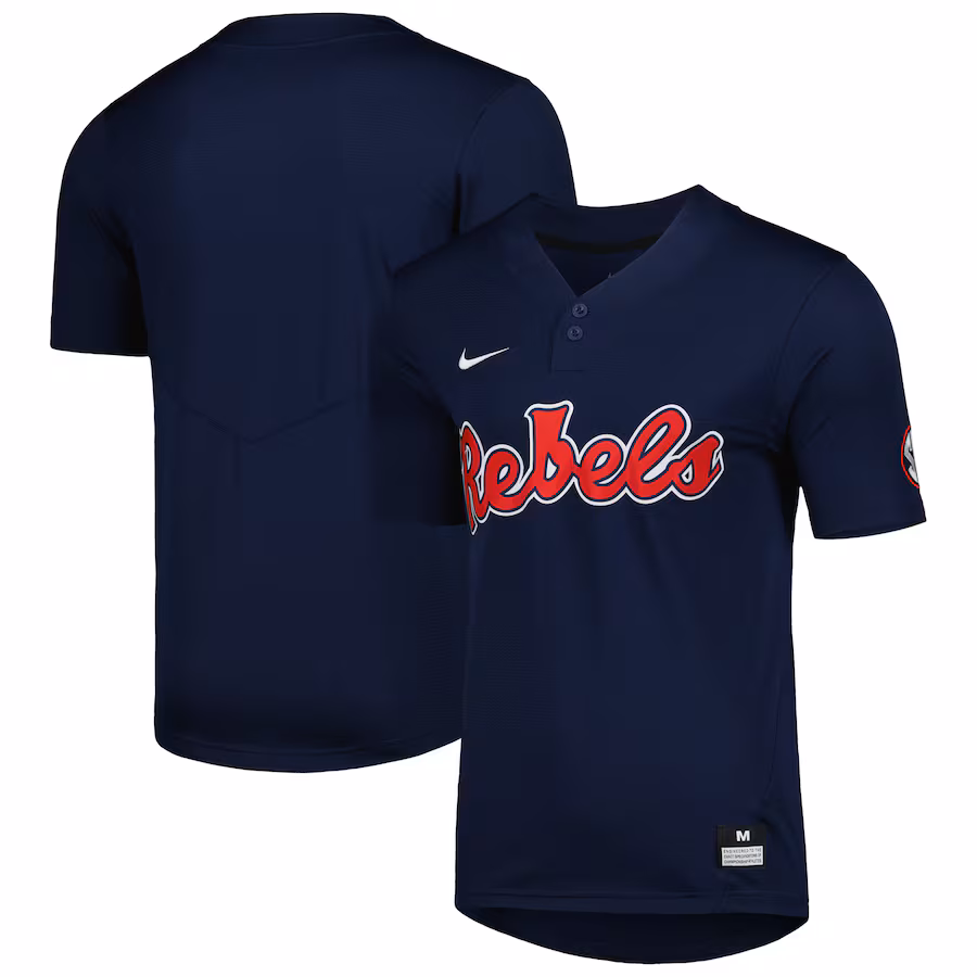 Men's Nike Navy Ole Miss Rebels 2-Button Replica Baseball Jersey - Jersey