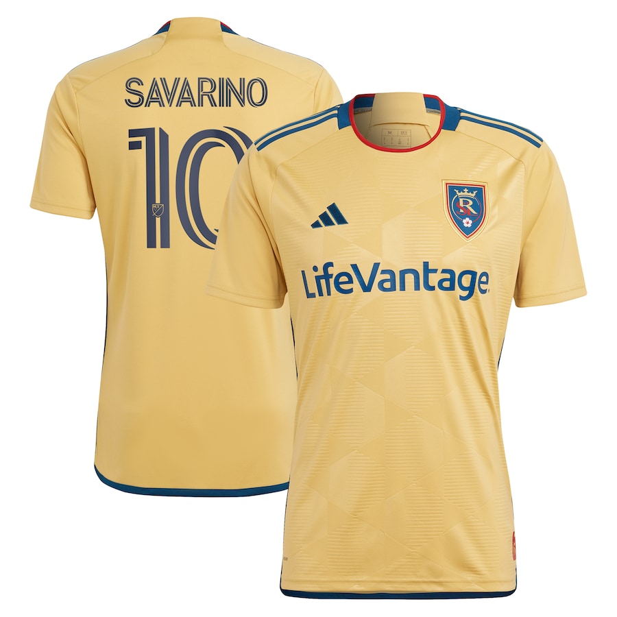 Men's Real Salt Lake Jefferson Savarino adidas Gold 2023 The Beehive State Kit Replica Player Jersey - Jersey