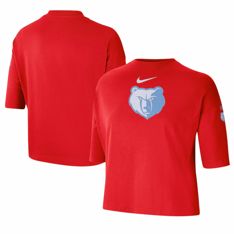 Women's Memphis Grizzlies Nike Red 2024/25 City Edition Courtside Boxy T-Shirt - Jersey