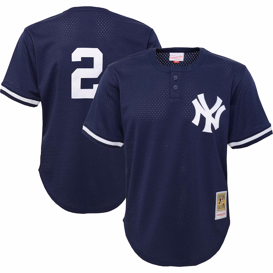Youth New York Yankees Derek Jeter Mitchell & Ness Navy Cooperstown Collection Mesh Batting Practice Jersey - Jersey
