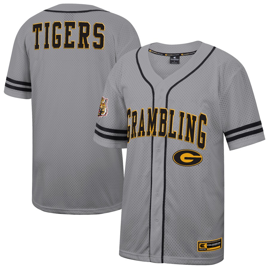 Men's Colosseum Gray Grambling Tigers Free Spirited Baseball Jersey - Jersey