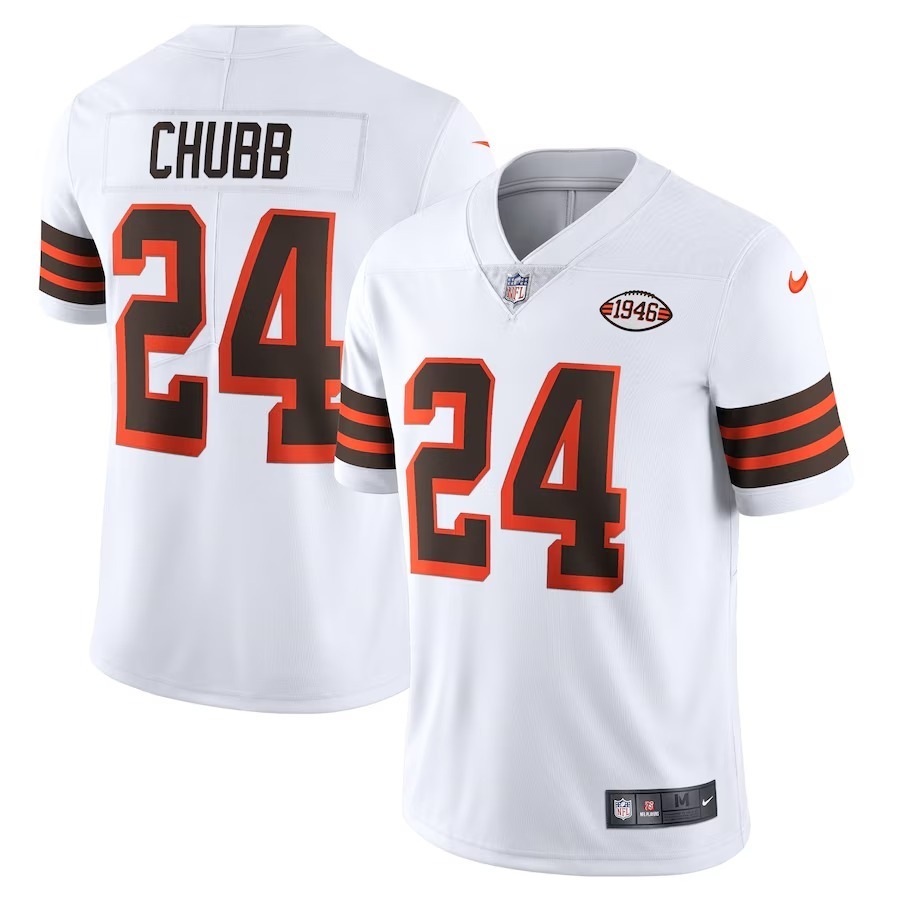 Men's Cleveland Browns Nick Chubb Nike White 1946 Collection Alternate Vapor Limited Jersey - Jersey