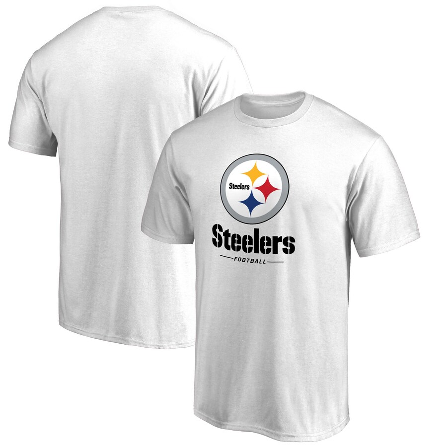 Men's Pittsburgh Steelers White Team Lockup 2 T-Shirt - Jersey