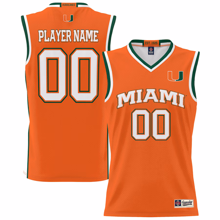 Miami Hurricanes GameDay Greats Youth NIL Pick-A-Player Lightweight Basketball Jersey - Orange - Jersey